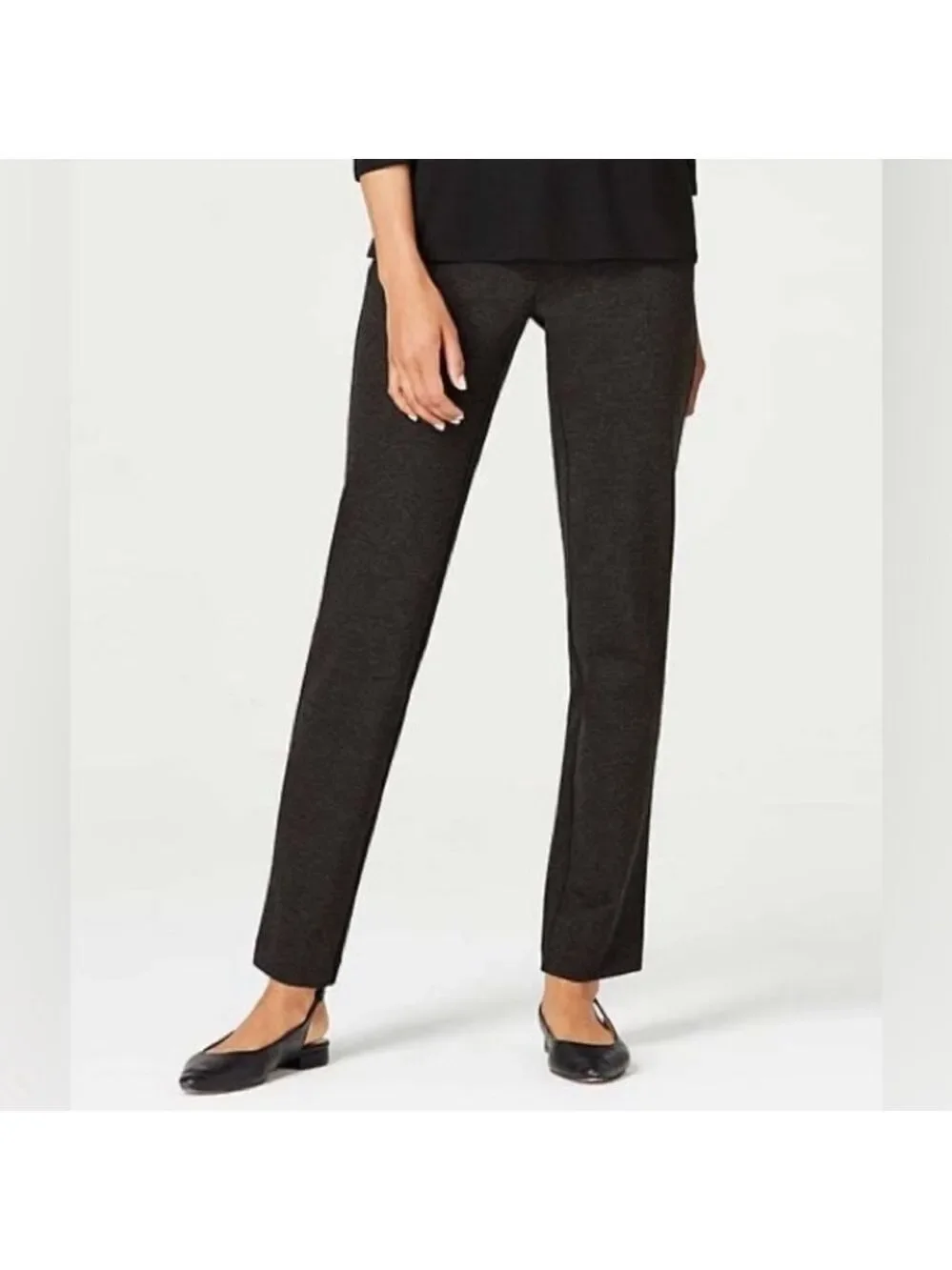 J. Jill Women's Ponte Knit Slim-Leg Pants Charcoal Size Small Petite